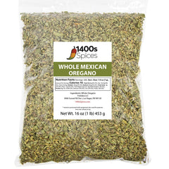 1400S SPICES dried Mexican oregano jar showing authentic aroma for tacos and meats