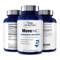 MoveMD bottle front shows daily joint support with Hyaluronic Acid.