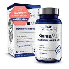 1MD Nutrition BiomeMD Probiotics bottle supports daily digestive balance.