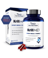 1MD Nutrition KrillMD bottle on a clean surface, supporting joints and mobility