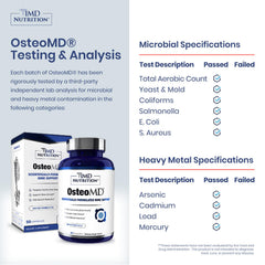 Closeup of OsteoMD capsules emphasizing hydroxyapatite and D3 K2