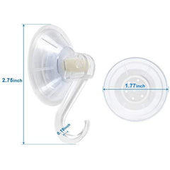 Close-up of 1st Choice suction cup hook showing clear plastic design and power lock