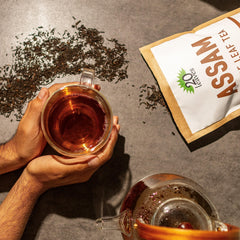 20 Leaves Assam tea with robust malt and aroma in a steaming cup.
