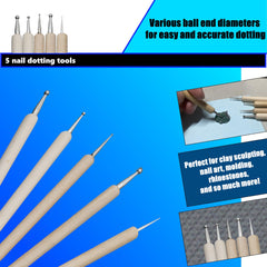 203Brands Wooden Nail Dotting Tools double headed for precise transfer