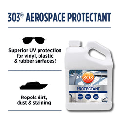 Matte finish after application on vinyl surfaces with 303 Marine Aerospace Protectant.