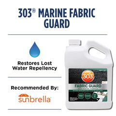 Marine Fabric Guard spray action on fabric showing coverage
