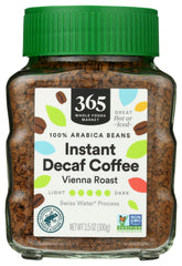 365 by Whole Foods Market decaf instant coffee jar with rich Vienna roast for quick mornings