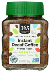365 by Whole Foods Market decaf instant coffee jar with rich Vienna roast for quick mornings