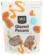 365 by Whole Foods Market glazed pecans front bag, resealable packaging for freshness.
