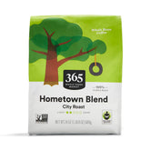 365 by Whole Foods Market Hometown Blend whole bean coffee bag with fresh aroma for mornings