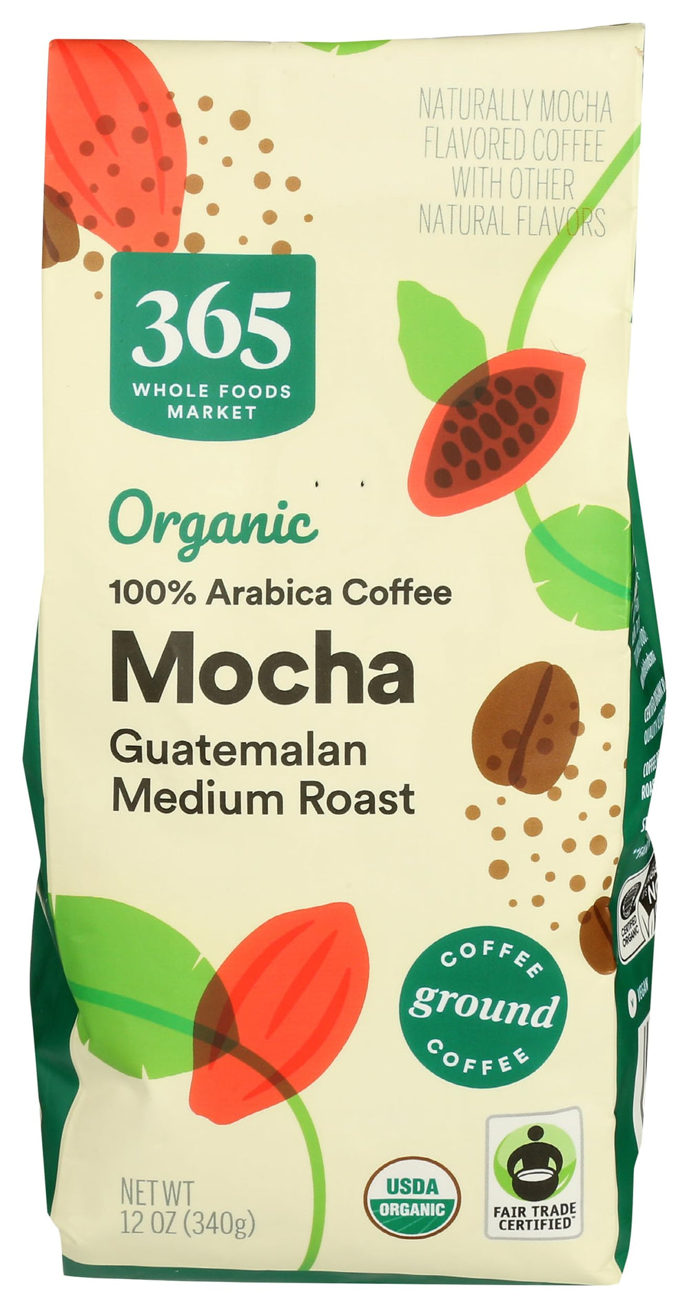 365 by Whole Foods Market mocha coffee grounds 12oz for a smooth morning brew