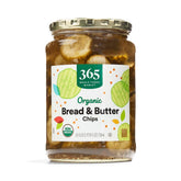 365 by Whole Foods Market Organic Bread and Butter Pickles jar closeup for savory snacking