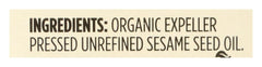365 by Whole Foods Market Organic Sesame Seed Oil label close-up highlights organic quality