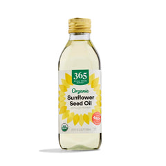 365 by Whole Foods Market Organic Sunflower Seed Oil bottle for everyday cooking.