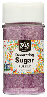 365 by Whole Foods Market purple decorating sugar pack adds vibrant color to baked goods.