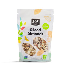 365 by Whole Foods Market sliced almonds in an 8-ounce bag, ideal for baking