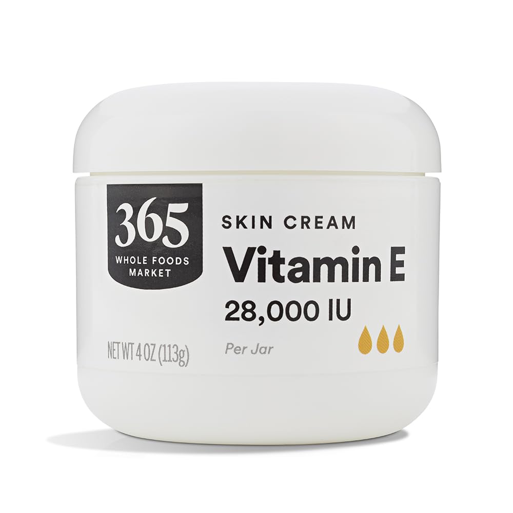 365 Vitamin E Cream bottle close-up, high-potency hydration for daily skin nourishment.