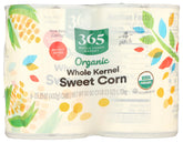365 by Whole Foods Market organic corn no salt added front label view, pantry staple.