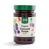 365 by Whole Foods Market Concord grape jelly jar front, organic and non-GMO, versatile spread