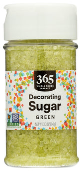 365 by Whole Foods Market green decorating sugar close-up shows vibrant sparkle on cookies