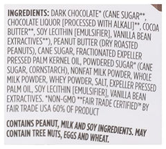 Cross-section reveals dark chocolate shell and smooth peanut butter core.