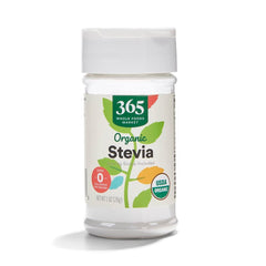365 by Whole Foods Market organic stevia powder in 1oz packaging for sugar-free sweetness.