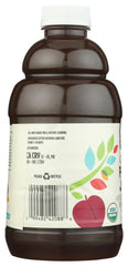 Close-up of 365 by Whole Foods Market prune juice label highlighting organic origin