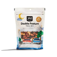 365 Trail Mix Double Feature 12oz bag showcases a protein-rich snack