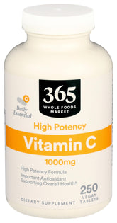 365 Vitamin C 1000mg bottle front supports daily immune wellness.