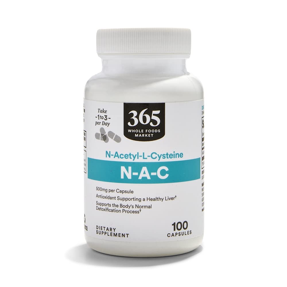 365 by Whole Foods Market NAC 500mg bottle front view supports daily wellness.