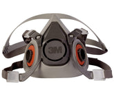 3M 6300 half facepiece respirator worn for comfortable, secure fit during long tasks