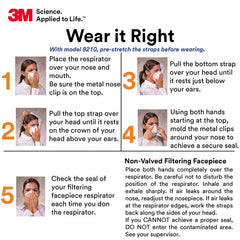 3M 8210 nose foam cushioning provides comfortable wear and a snug seal
