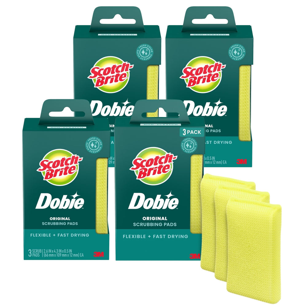3M Scotch-Brite Dobie all-purpose pad pack front view for versatile surface cleaning.