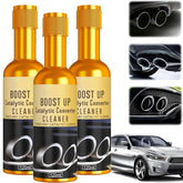 3-Pack Catalytic Converter Cleaner bottle pour for easy application.