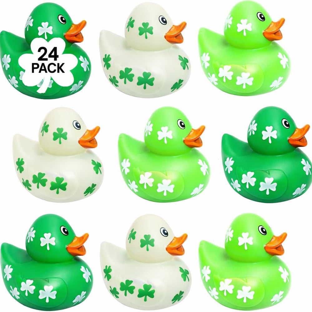 4E's Novelty St Patrick's Day duck with green shamrock for party decor