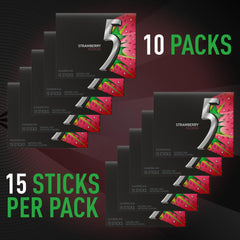 5 Gum Sour Strawberry packaging detail highlights bright, tart flavor cues.