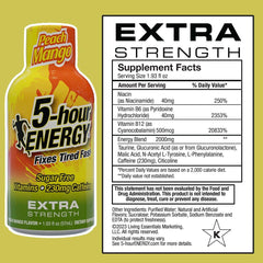5-hour ENERGY Peach Mango shot in glass highlights portable energy