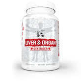 5% Nutrition Rich Piana Liver & Organ Defender bottle label highlights NAC blend for liver support.