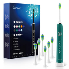 7AM2M Sonic Toothbrush Peacock Green front view showing powerful cleaning