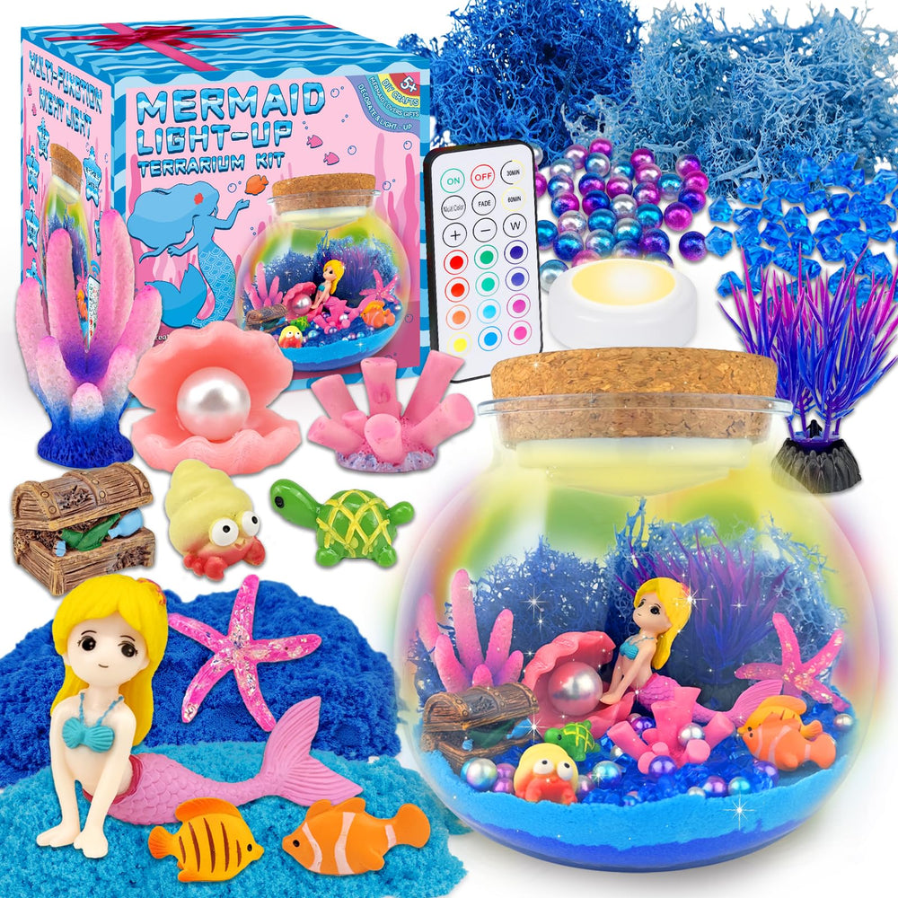 7july mermaid terrarium kit assembly enables easy, creative playtime for kids