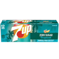 7UP Tropical Zero Sugar being poured into a glass for a crisp pour.