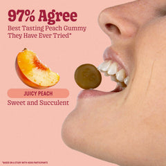 8Greens Peach Gummies family-friendly bottle, suitable for kids' daily greens.