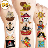 91TATTOOS pirate ship tattoo sheet 1 on arm, kid-safe party fun.