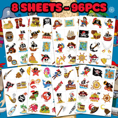 91TATTOOS pirate ship tattoo sheet 3 on face or arm, playful nautical design.