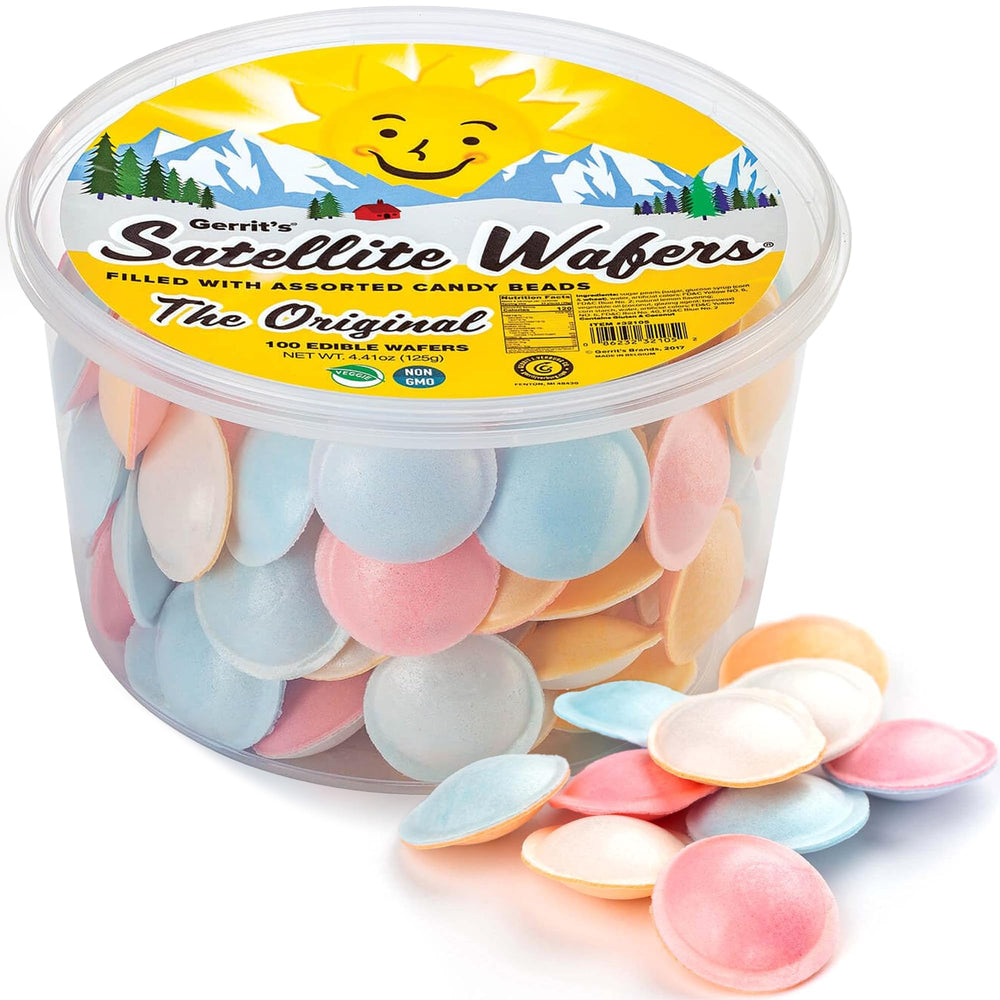 Gerrit's Satellite Wafers exterior saucers in pastel colors, ideal for party bowls.