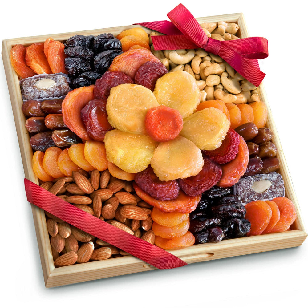 A Gift Inside Flora dried fruit and nut tray with flower center, ideal for gifting