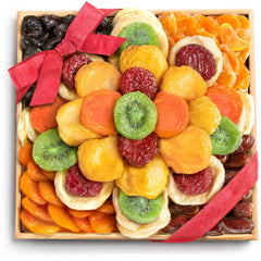 A Gift Inside Sweet Bloom dried fruit tray, a colorful, fiber-rich snack for gifting.