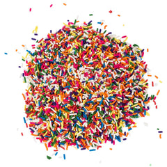 A Great Surprise rainbow jimmies on ice cream create festive, colorful sundaes.