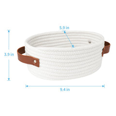 ABenkle mini cotton rope storage basket for tidy shelves and easy access.
