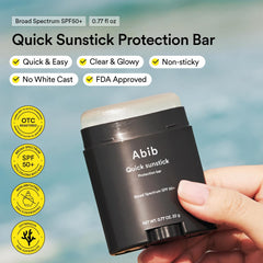 Abib Quick Sunstick glowy finish on cheek with a hydrating look.